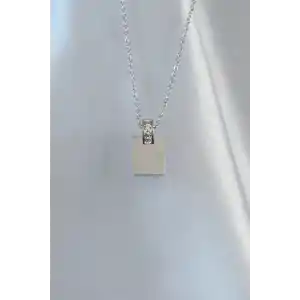 316L Çelik Zincir Gümüş Renk Zirkon Taşlı Aşk Mektubu Kolye