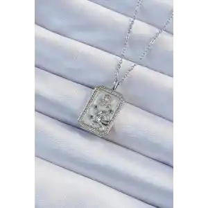 316L Çelik Zincir Gümüş Renk Zirkon Taşlı Aslan Figürlü Tarot Kolye