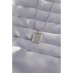 316L Çelik Zincir Gümüş Renk Zirkon Taşlı Ay Yıldız Figürlü Tarot Kolye