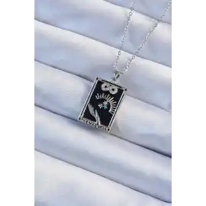 316L Çelik Zincir Gümüş Renk Zirkon Taşlı Sonsuzluk Figürlü Tarot Kolye