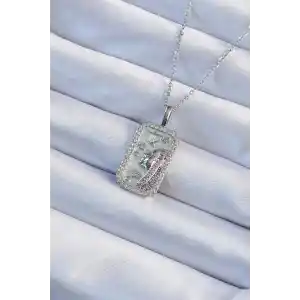 316L Çelik Zincir Gümüş Renk Zirkon Taşlı Yüz Figürlü Tarot Kolye