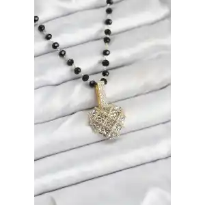 316L Çelik Zincir Kristal Boncuklu Kalpli Kadın Kolye