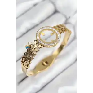 316L Çelik Zirkon Taşlı Çeyrek Takılabilir Gold Renk Kelepçe