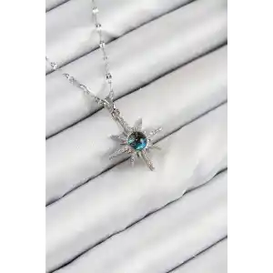 316L Çelik Zirkon Taşlı Kutup Yıldızı Model Gümüş Renk Kadın Kolye