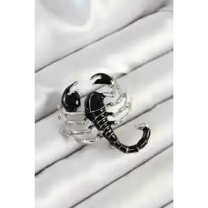 3D Siyah Akrep Figürlü Gümüş Renk Kadın Broş