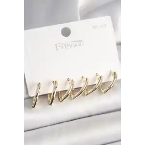 925 Ayar Gümüş Çivi Pirinç Gold Renk Üçgen Model Kadın Küpe Seti