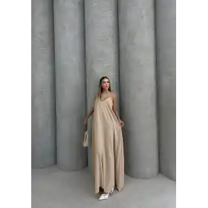 Aerobin uzun elbise bej pt