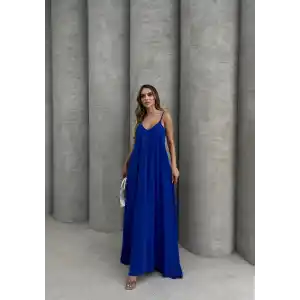 Aerobin uzun elbise saks mavisi pt