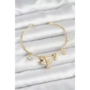 Anka Kuşu Charmlı Gold Renk Pirinç Kadın Bileklik