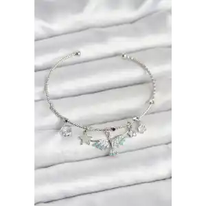 Anka Kuşu Charmlı Gümüş Renk Pirinç Kadın Bileklik