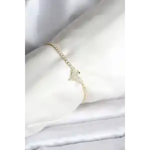 Anka Kuşu Model Zirkon Taşlı Gold Renk Pirinç Su Yolu Kadın Bileklik