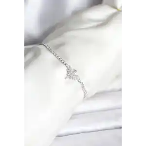 Anka Kuşu Model Zirkon Taşlı Gümüş Renk Pirinç Su Yolu Kadın Bileklik