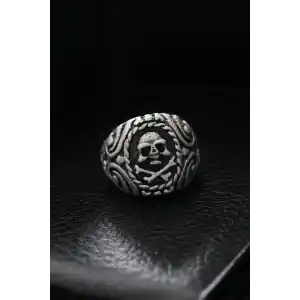 Ayarlanabilir Desenli Kurukafa Model Erkek Yüzük