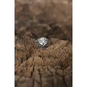 Ayarlanabilir Motifli Kuru Kafa Tasarımlı Erkek Yüzük