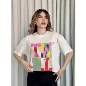 Baskılı crop tişört