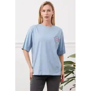 Baskılı tişört mavi