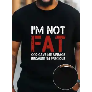 Ben Şişman Değilim Tanrı Bana Hava Yastığı Verdi Çünkü Ben Değerliyim Tişörtü - Siyah