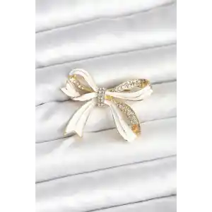 Beyaz Renk Fiyonk Model Broş