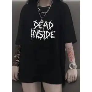 Canlı Harf Baskılı Büyük Boy Oversize Kısa Kollu Tişört - Yumuşak, Nefes Alabilir, Kadınlar için Rahat Yaz ve İlkbaharın Vazgeçilmezi - Rahat Kesim, Rahat, Şık Kadın Giysileri - Siyah