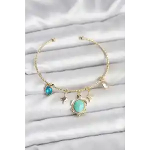 Caretta Caretta Charmlı Gold Renk Kadın Bileklik