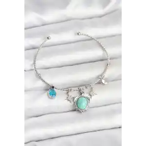 Caretta Caretta Charmlı Gümüş Renk Kadın Bileklik