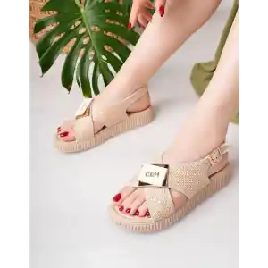 Cate Bej Hasır Cilt Sandalet