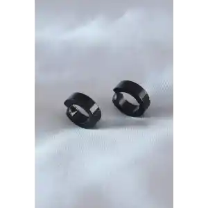 Çelik Siyah Renk Sıkıştırmalı Erkek Küpe