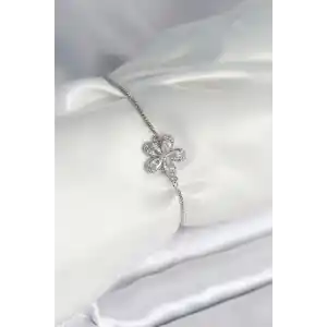 Çiçek Model Asansörlü Gümüş Renk Kadın Bileklik