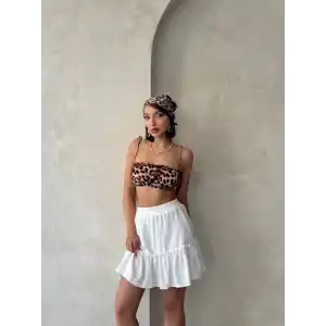 Çingene keten etek beyaz s24808