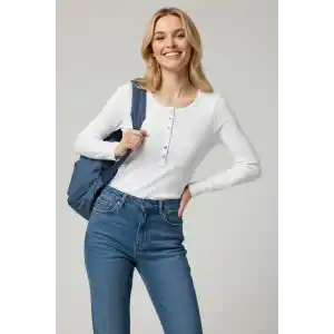 Çıtçıt Detaylı Bluz Beyaz T4343