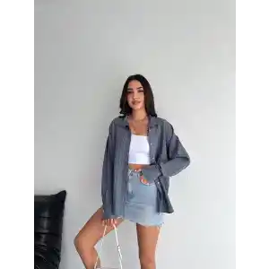 Çizgili oversize gömlek