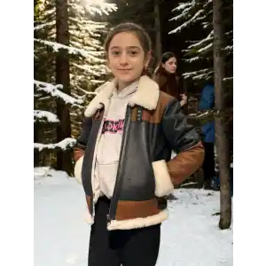 Çocuk Yakalı Parçalı Kürk - Kahve