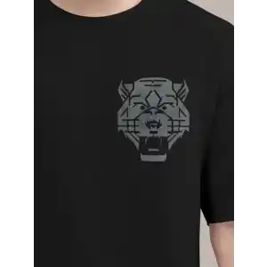 Erkek Baskılı Oversize T-shirt - Siyah