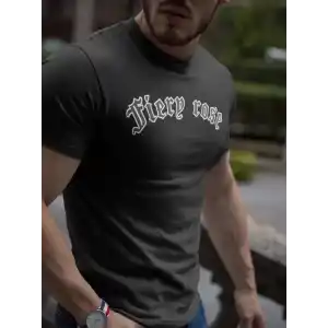 Erkek Bisiklet Yaka Baskılı Oversize T-Shirt - Siyah