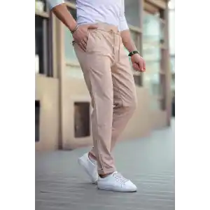 Erkek Diagonel Mikro dokulu Cepli Beli Lastilki Pantolon - Gri