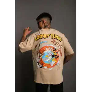 Erkek Dijital Baskılı T-Shirt - Bej