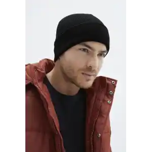 Erkek Katlamalı Basic Bere - Siyah