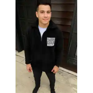 Erkek Polar Fermuarlı Sweatshirt – Kapüşonsuz, Cepli, Yumuşak Dokulu, Oversize Rahat Kalıp, Kışlık Sıcak Tutan Fermuarlı Üst - Siyah