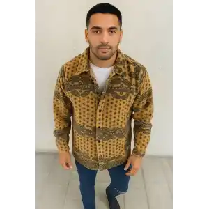 Erkek Polar Fermuarlı Sweatshirt – Kapüşonsuz, Cepli, Yumuşak Dokulu, Oversize Rahat Kalıp, Kışlık Sıcak Tutan Fermuarlı Üst - Sarı