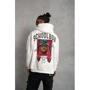 Erkek SCHOOL BOY Baskılı Kapüşonlu Sweat - Beyaz