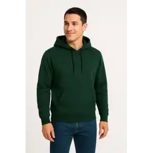 Erkek Üç İplik Kapüşonlu Kanguru Cepli SweatShirt hoodie - Haki
