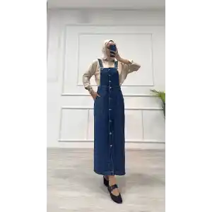 Etekli salopet enzim süper taş yıkama koyu mavi d2521