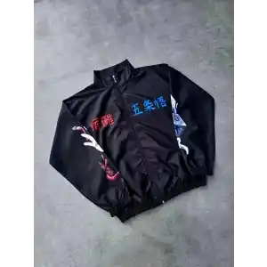 Fermuarlı Dijital Baskılı Rüzgarlık - Siyah