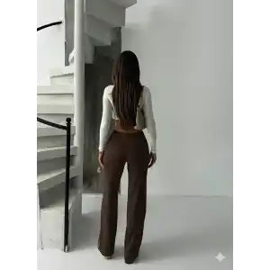 Fit comfort bej salaş pantolon kahve A6011