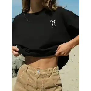 fiyonk Ön Arka baskılı siyah oversize unisex Kısa Kol t-shirt- Siyah