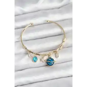 Gezegen Charmlı Gold Renk Pirinç Kadın Bileklik