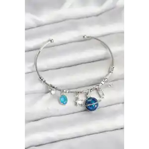 Gezegen Charmlı Gümüş Renk Pirinç Kadın Bileklik