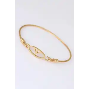 Gold Metal Çelik Figürlü Erkek Kelepçe Bileklik