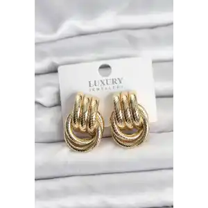 Gold Renk Halka Modelli Pirinç Kadın Küpe