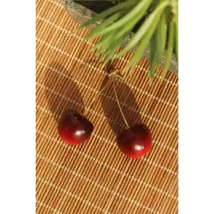 Gold Renk Kiraz Model Kadın Küpe